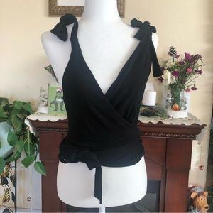 Free People Liz Wrap Tank Top in Black
